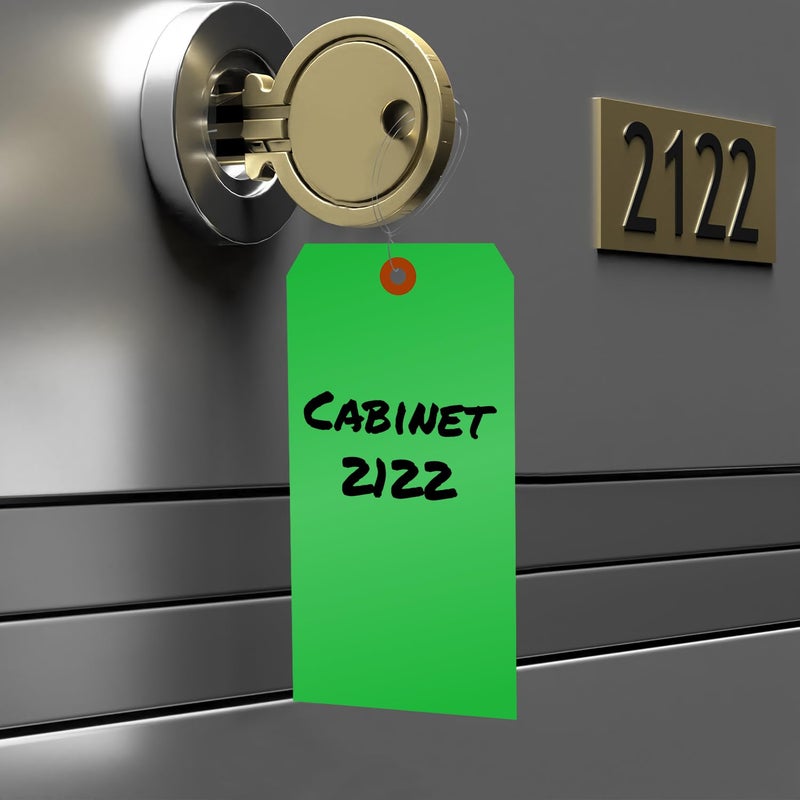 SmartSign Blank Green Tag with Wire | 6 1/4" x 3 1/8" Tear Proof Polypropylene, Pack of 25 - Image 4